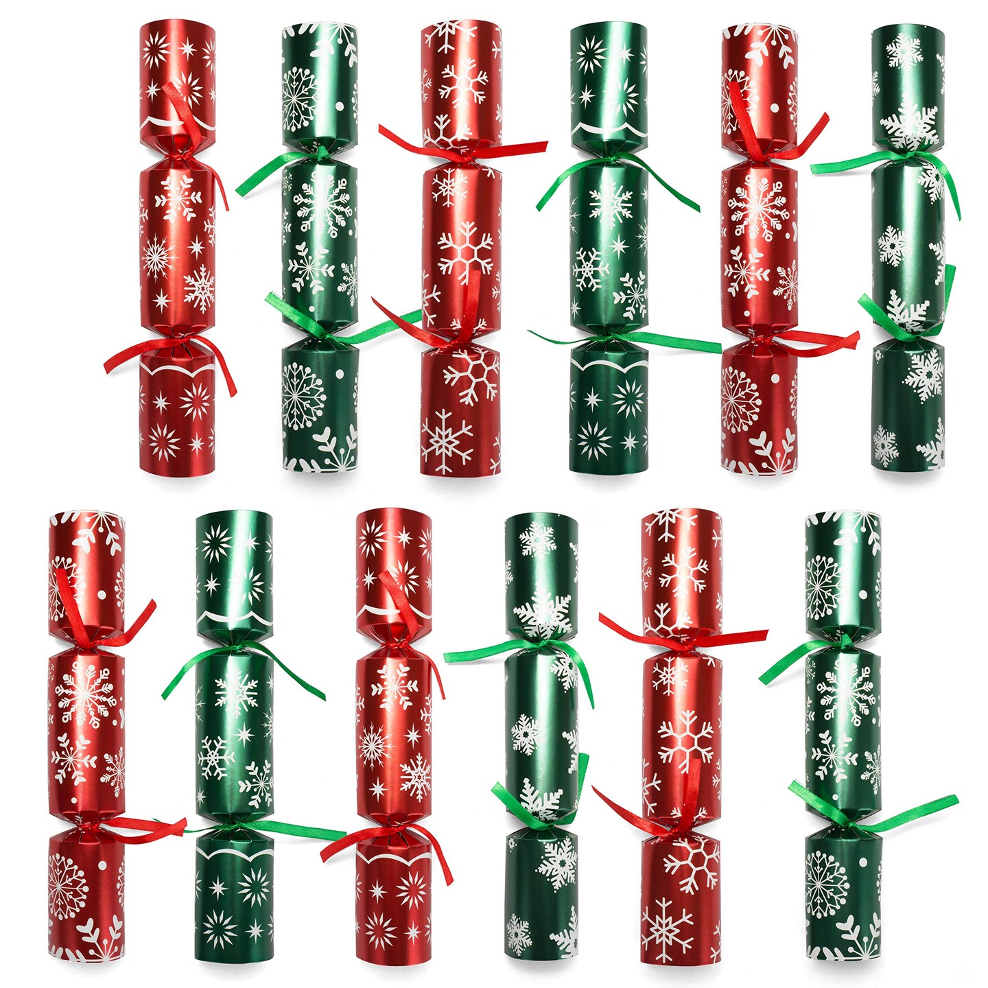 JOYIN 12 Pack Christmas Party Table Favor with Red &#x26; Green Snowflake Design, No-Snap with Party Hat, Joke &#x26; Little Gift Inside, for Xmas Gift, Christmas Seasonal Holiday Dinner Traditions