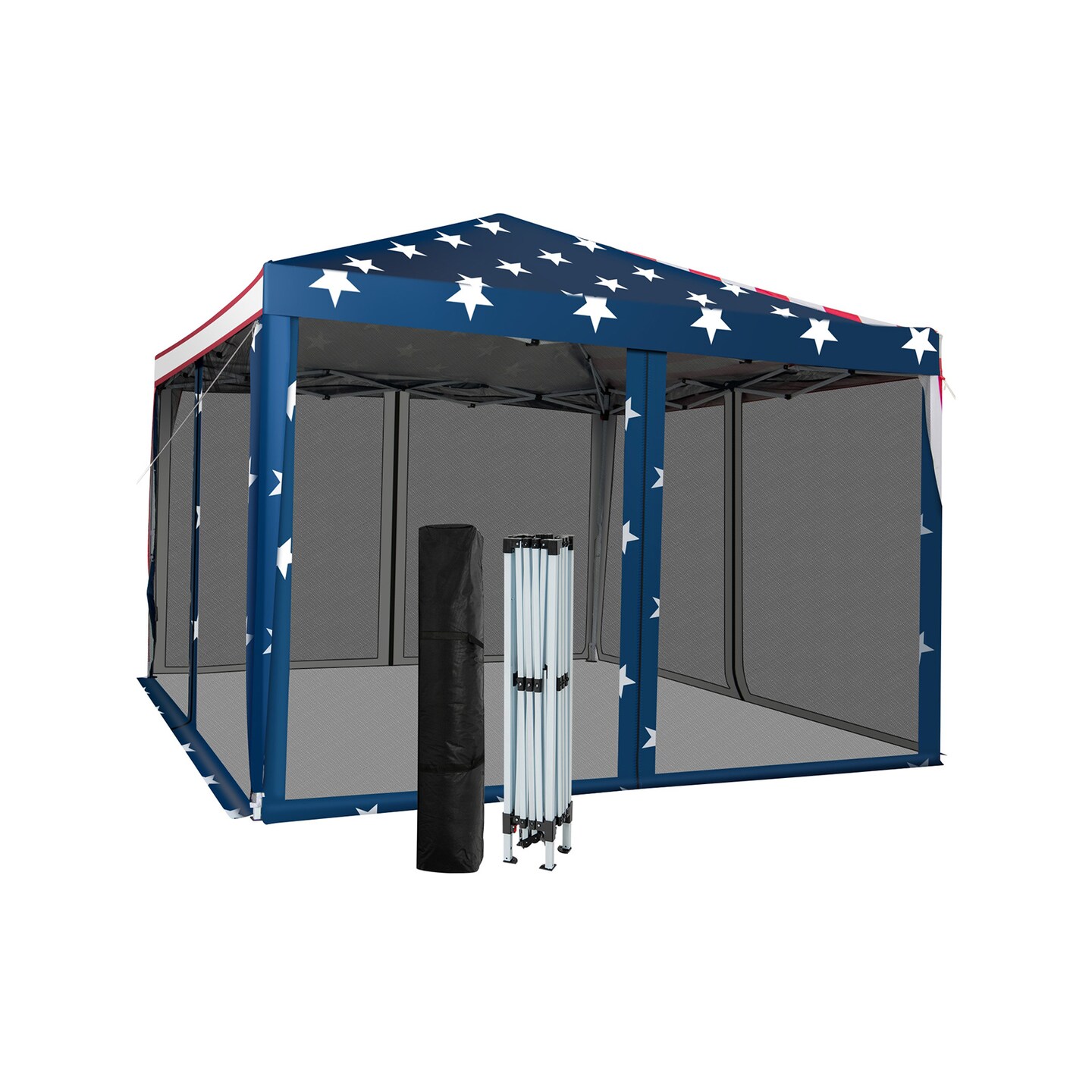 10x10 Pop-Up Canopy Tent Waterproof Oxford Fabric with 4 Mesh Walls Portable Gazebo