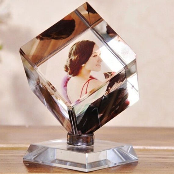 Thanksgiving Holiday Gift Spinning Crystal Photo Cube frame Ornament, Customized Photo, Great Holiday, Wedding, baby shower, Holiday Gift