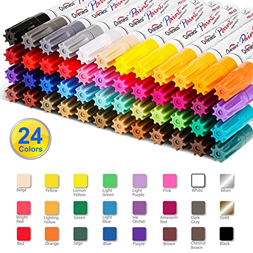  Paint Pens Paint Markers,24 Colors Oil-Based Paint