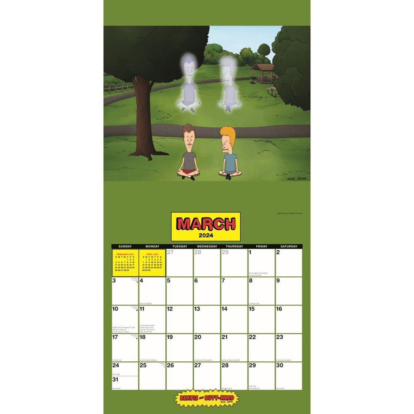 Beavis and Butt-Head | 2024 12 x 24 Inch Monthly Square Wall Calendar | Cal Ink | Entertainment Humor 