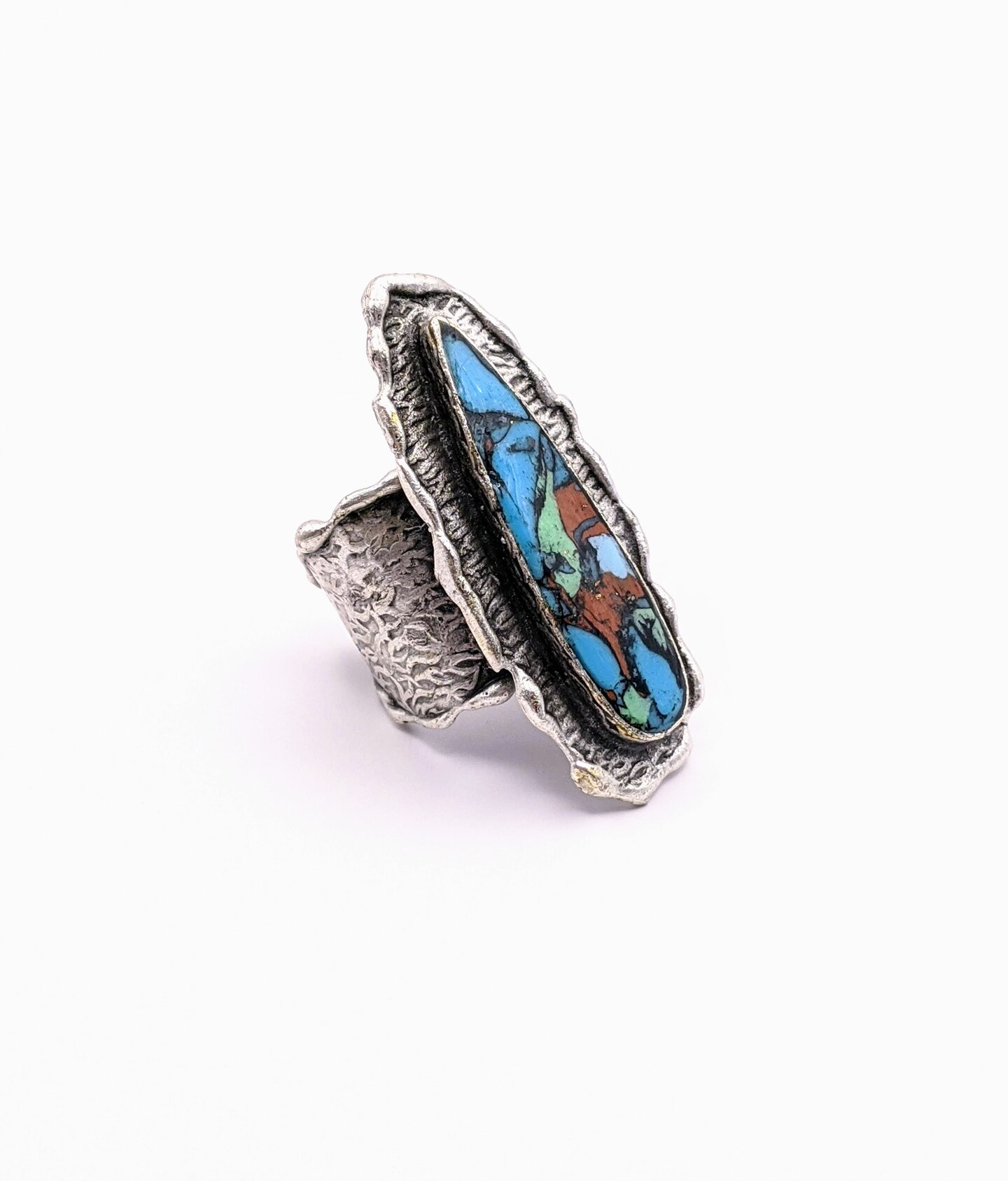Silver Plated with Polymer Clay Inlay Statement Ring | MakerPlace by ...