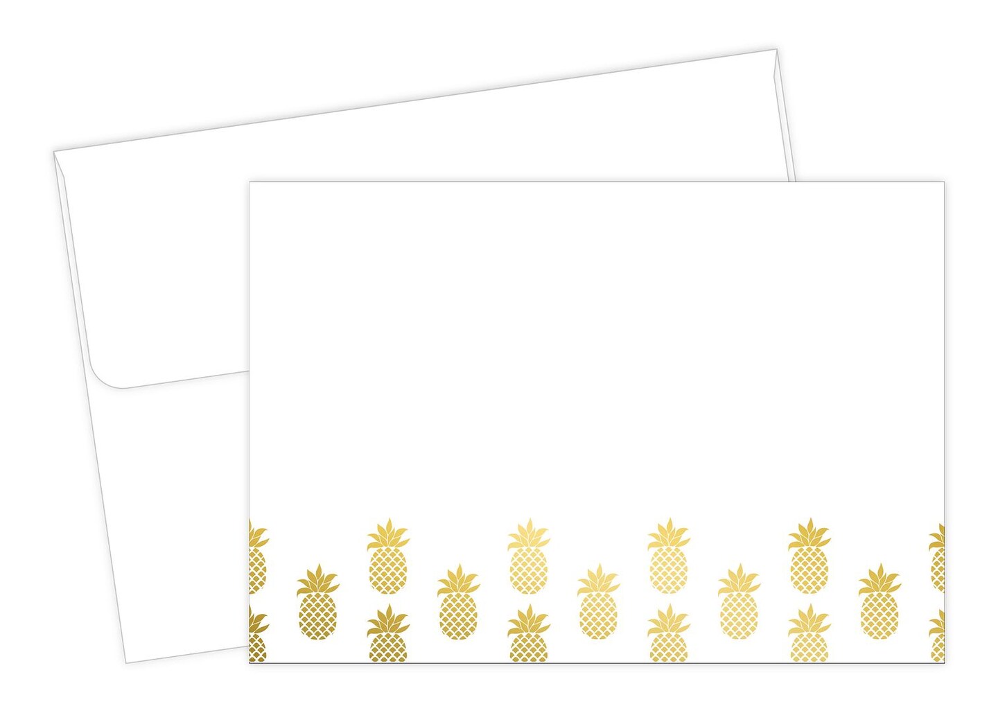 Great Papers! Thank You Note Card and White Envelope, Pineapples with Gold Foil, 4.75&#x22; x 3.375&#x22;(folded), 50 count