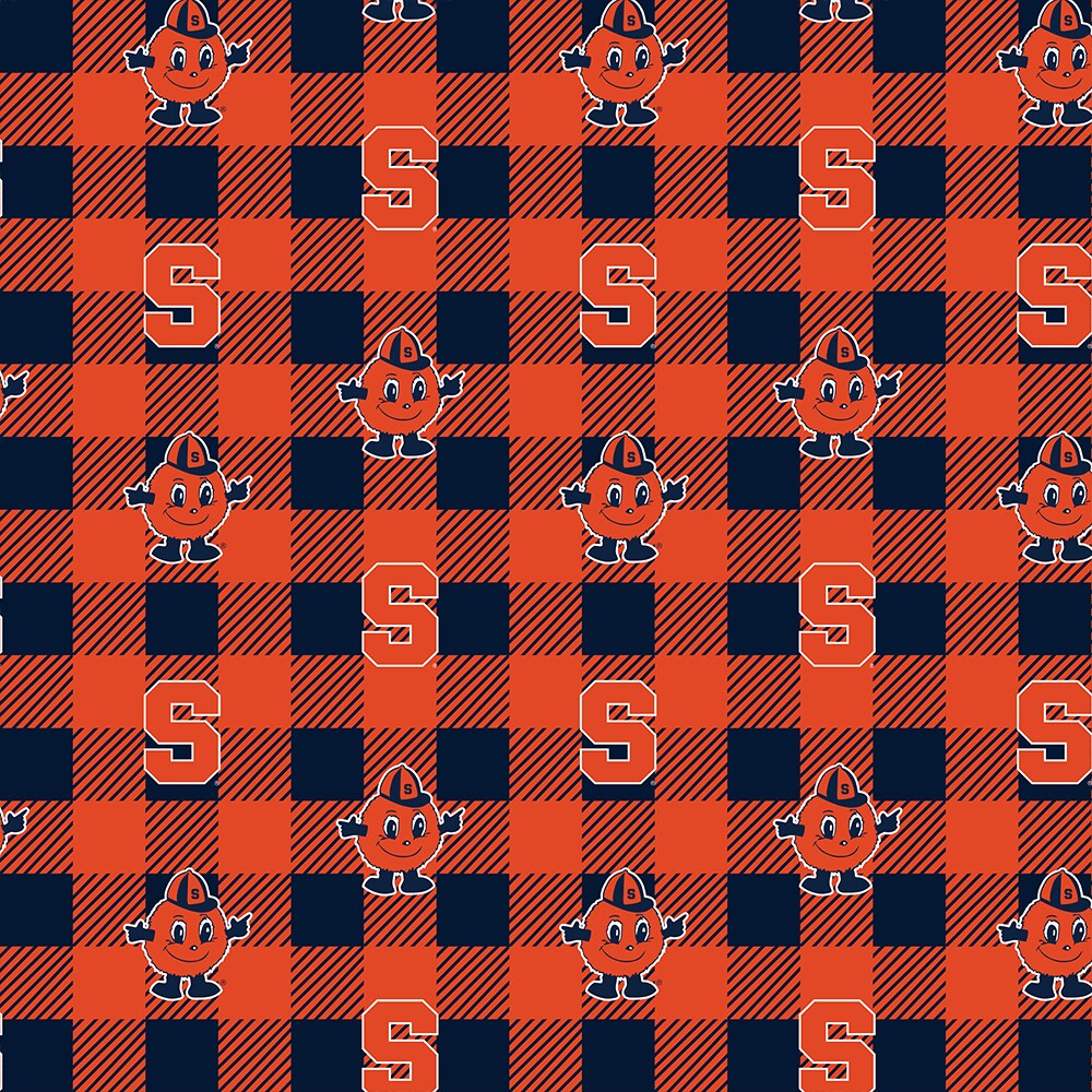 Sykel Enterprises-Syracuse University Fleece Fabric-Syracuse Orange Buffalo Plaid Fleece Blanket Fabric-Sold by the yard