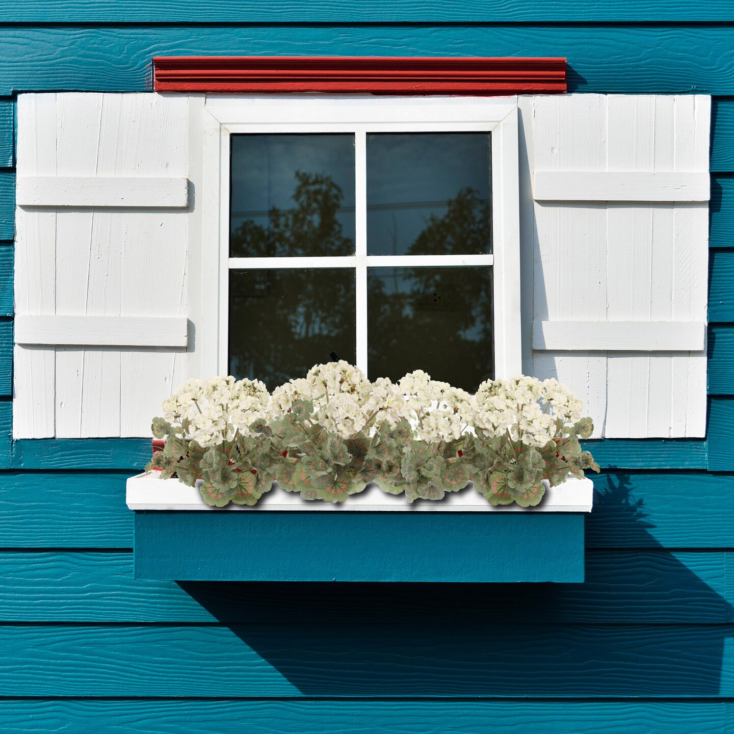 18-Inch White Geranium Bush (Set of 2) - 7 Silk Blooms &#x26; Foliage, Ideal for Home &#x26; Garden Decor, Weddings &#x26; Events - Perfect for Spring/Summer Displays, Floral Home by Artificial Flowers