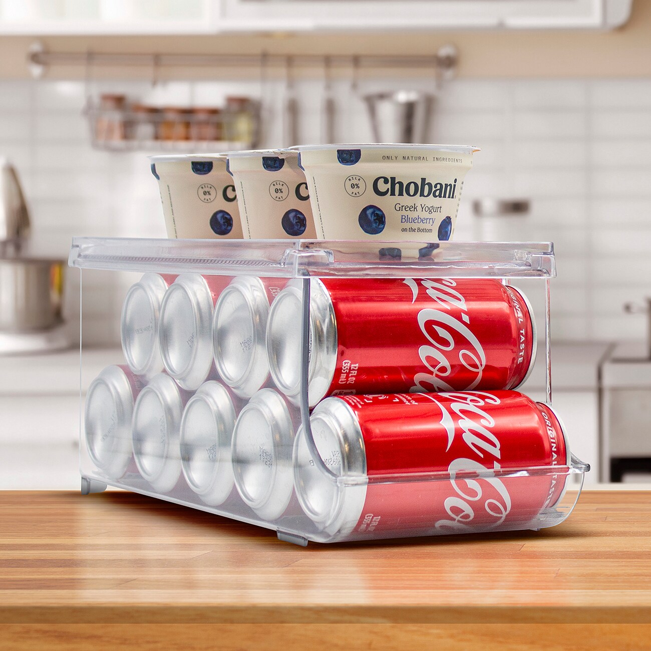 Sorbus Soda Can Organizer for Refrigerator - Stackable with Lid, Holds 9 Cans, BPA-Free - Fridge Organizers and Storage, Soda Can Dispenser for Refrigerator, Drink Organizer for Fridge (1 Pack)