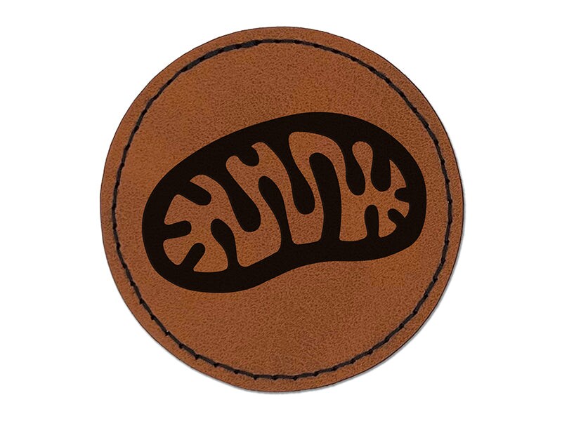 Mitochondria Cell Organelle Round Iron-On Engraved Faux Leather Patch Applique - 2.5&#x22;