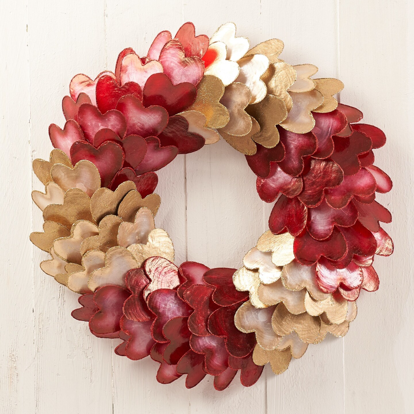 Capiz Heart Valentine&#x27;s Day Wreath