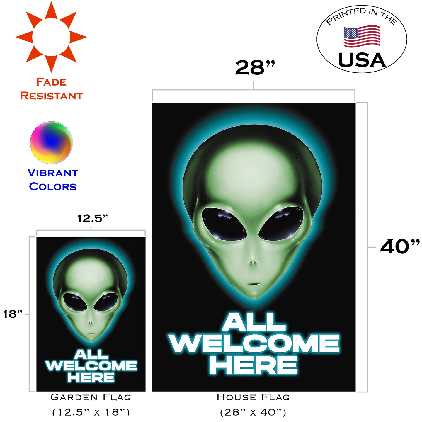 Aliens Welcome Here Decorative Ufo Flag
