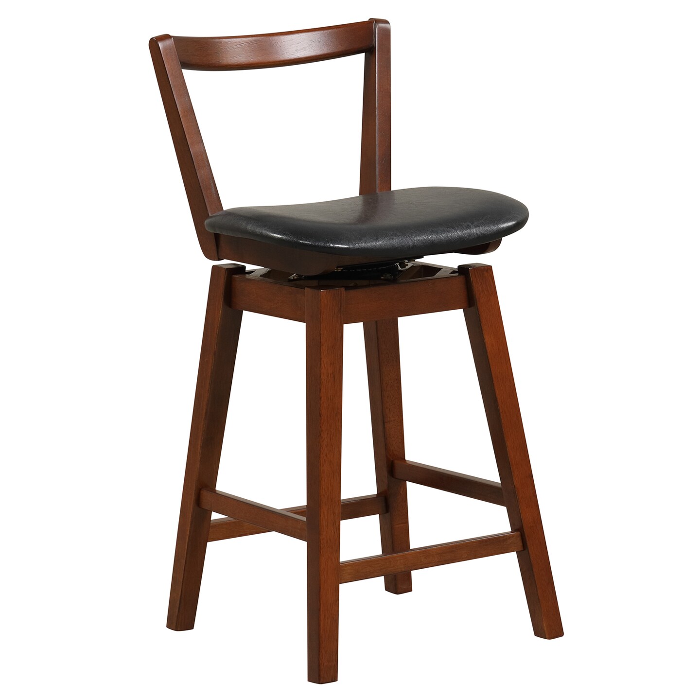 Costway Swivel Counter Height Bar Stool 26&#x27;&#x27; Upholstered PU Leather Hollow Backrest