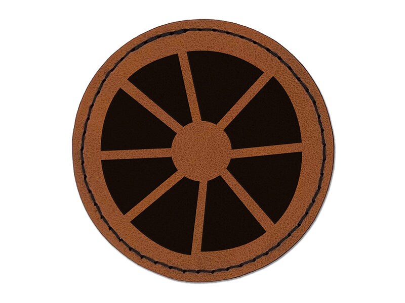 Pineapple Slice Ring Round Iron-On Engraved Faux Leather Patch Applique - 2.5&#x22;