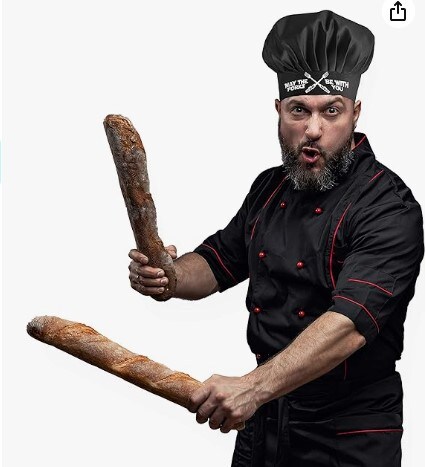 Black Funny Chef Hat with Adjustable Kitchen Cooking Hat for Men and Women