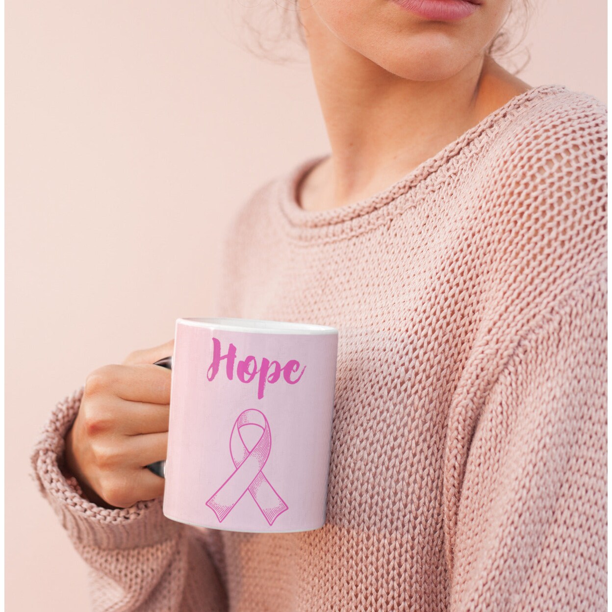 Onetify Pink Ribbon Hope Theme Magical Heat Sensitive Color Changing Mug