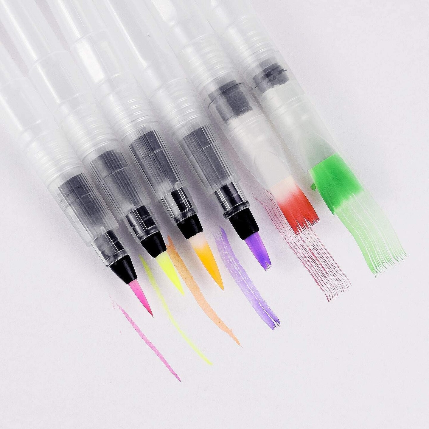 Pixiss Water Brush Pen Set - 6 Refillable Watercolor Paint Pens