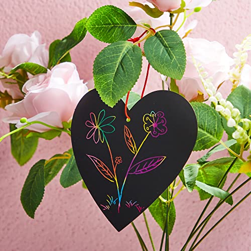 JOYIN 60 Packs Valentines Day Gifts Cards with Scratch Heart for Kids Scratch Paper Magic Color Scratch Heart Rainbow Cards for Valentine Crafts &#x26; Art Classroom Exchange, Valentine&#x27;s Party Favors
