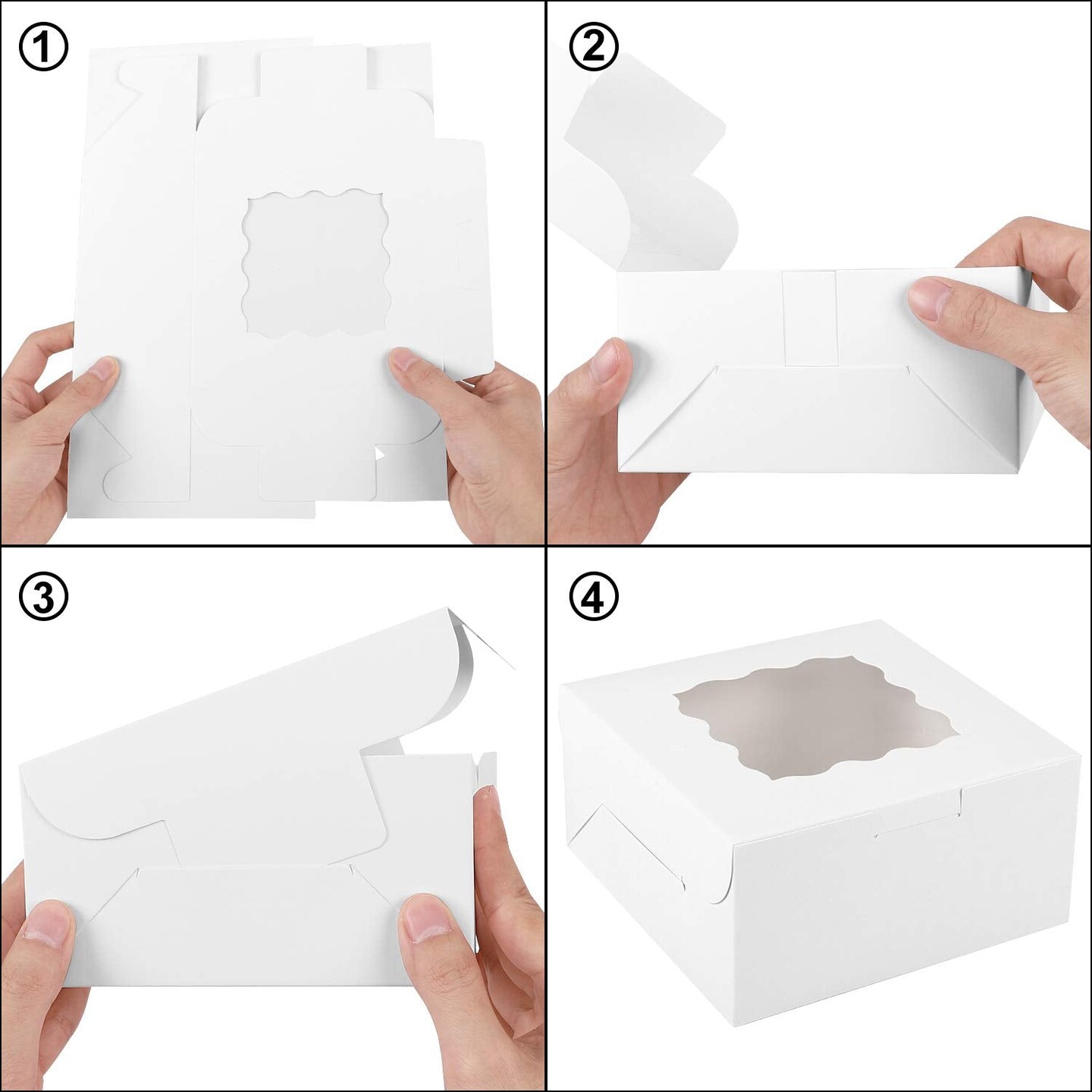 30 Pieces Bakery Boxes 6x6x3 Inches White Cookie Box with Window for Small Pie, Strawberry, Cupcake and Pastry