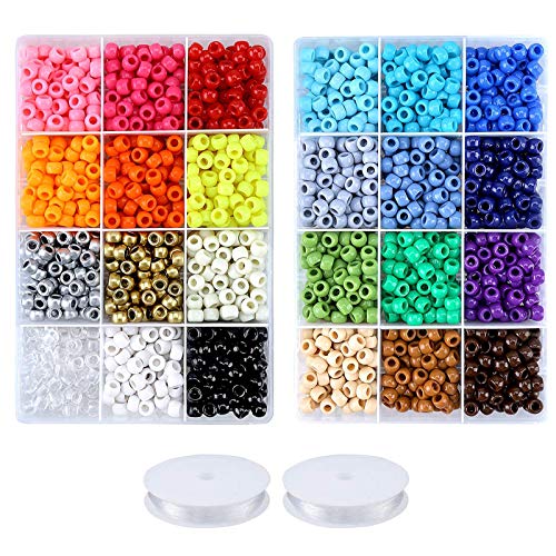 2280 PCS 24colors Pony Beads Jewelry Making Kit, 9mm Pony Beads Rainbow Opaque Beads Small Loose Spacer Beads for Friendship Bracelet Jewelry Necklace Making Crafts