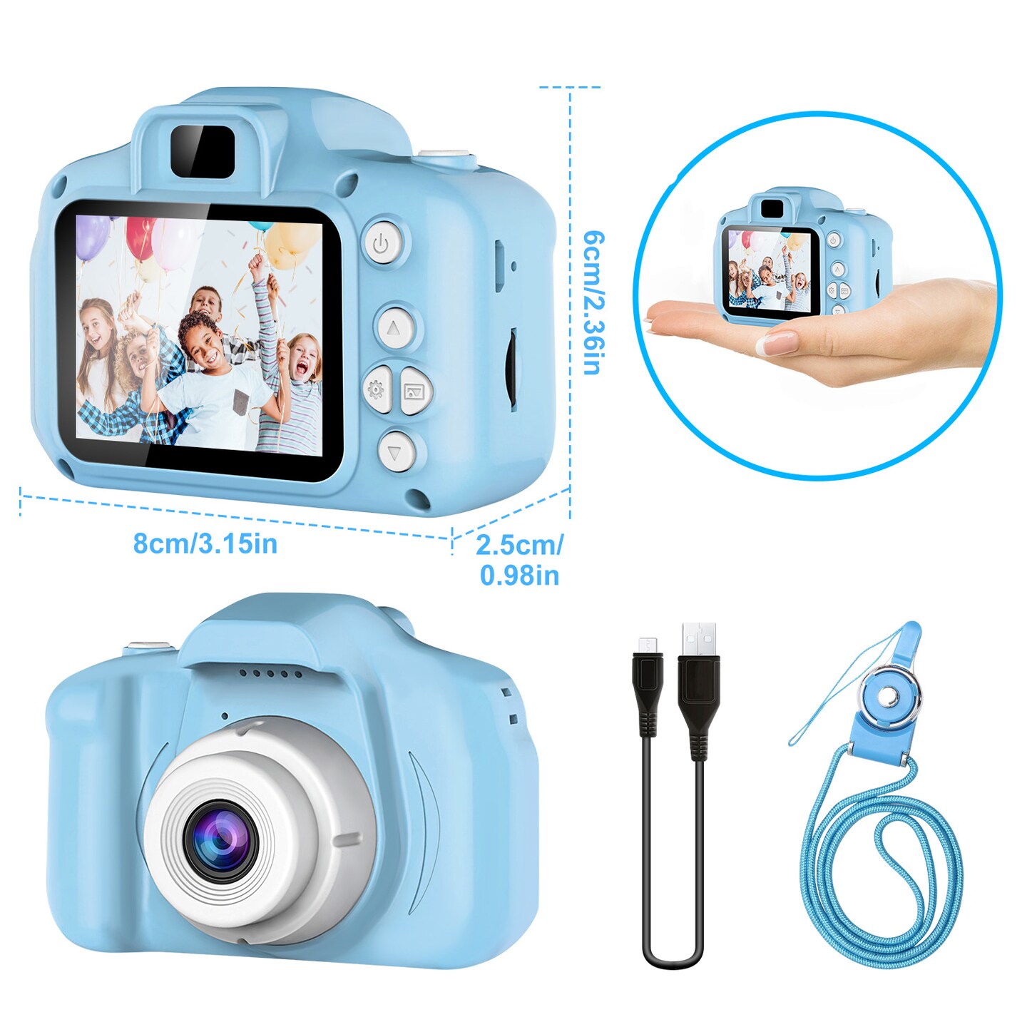 Kids Digital Camera with 2.0&#x27; Screen 12MP 1080P FHD Video Camera 4X Digital Zoom Games