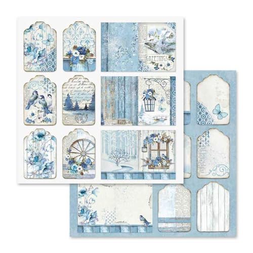 10 sheets - Double Face Blue Land, 30.5 x 30.5 (12&#x22; x 12&#x22;), Multicoloured