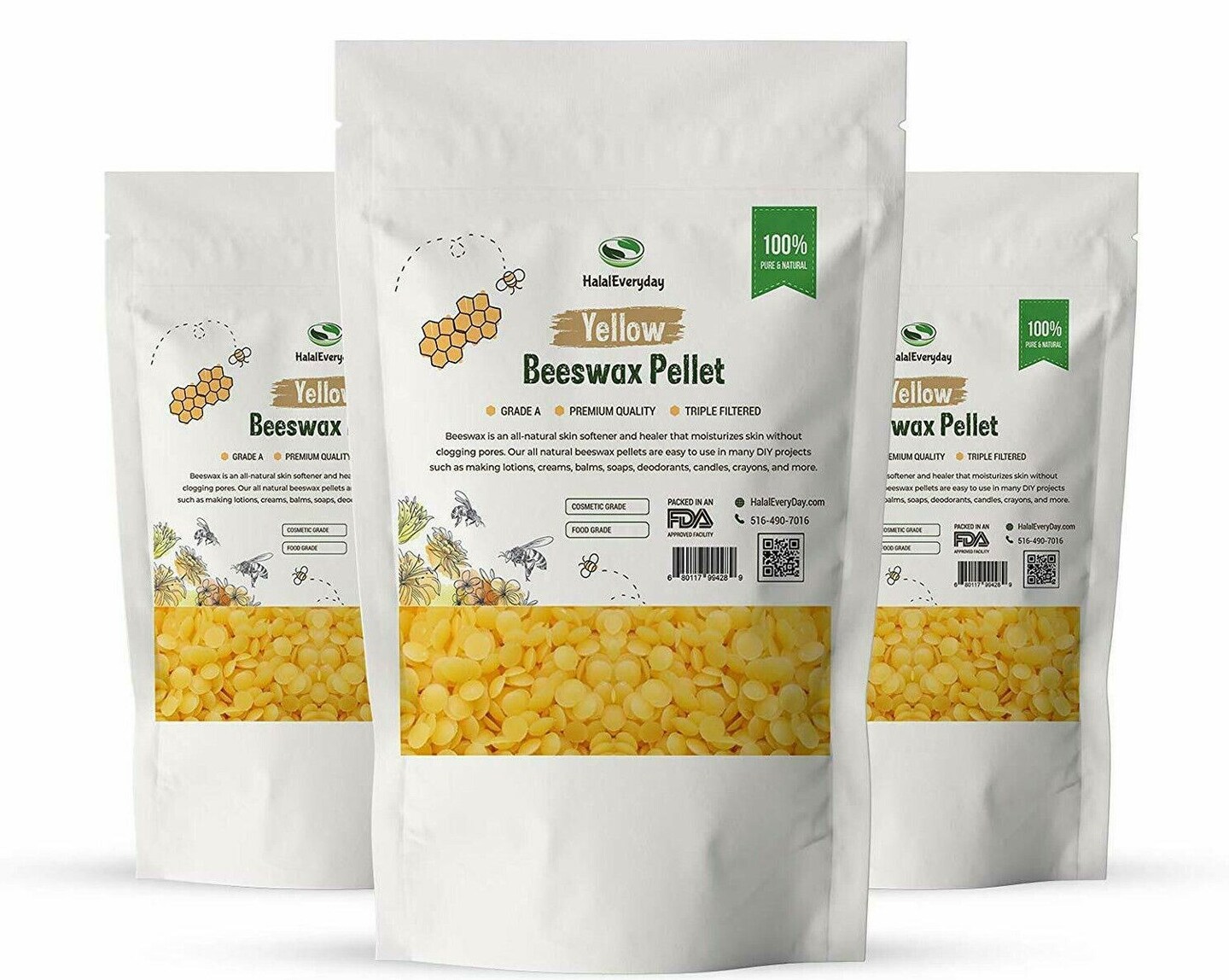 100% Pure Yellow Organic Beeswax Pellets