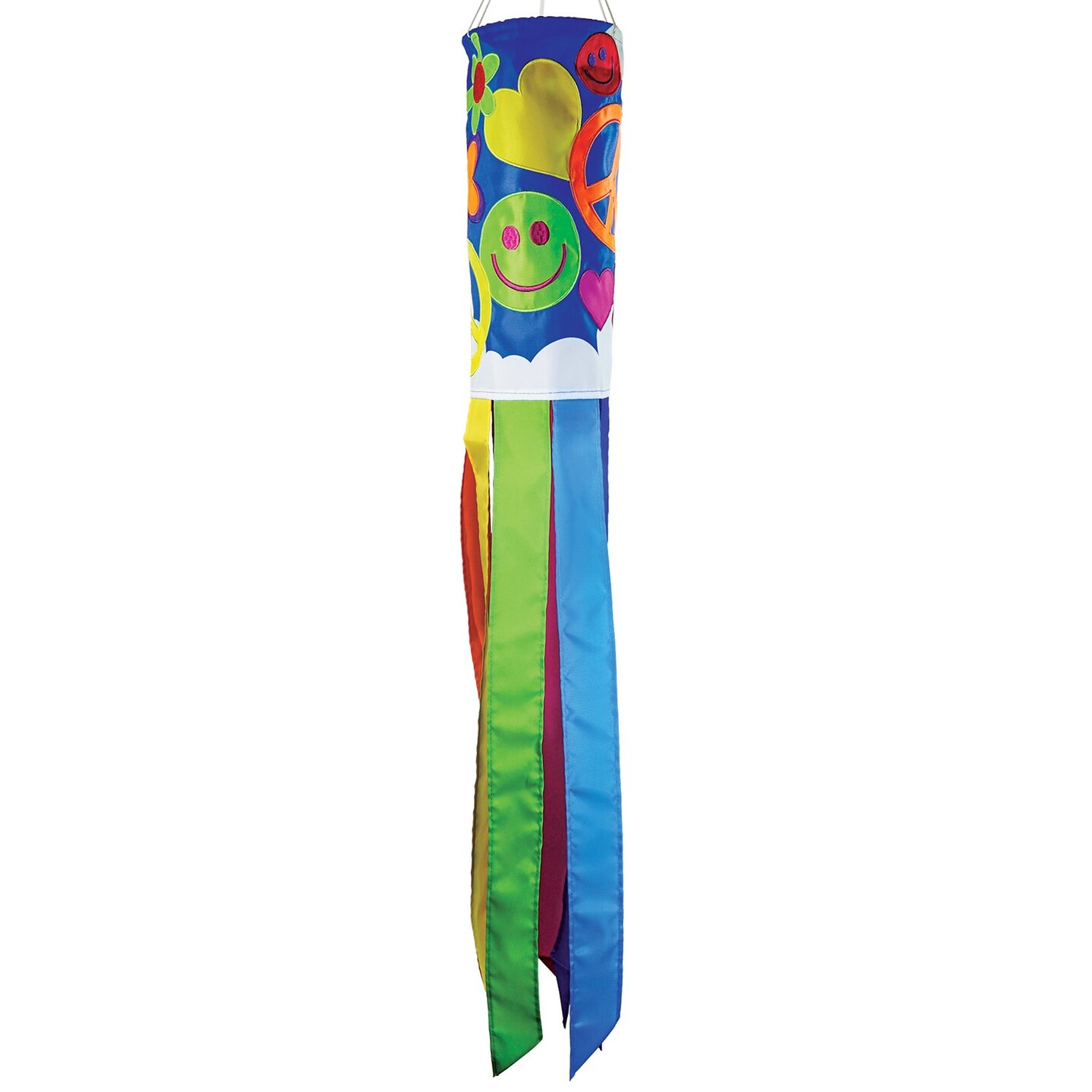 In the Breeze 5214 &#x2014; Peace, Love &#x26; Happiness 40-inch Windsock &#x2014; Fun, Novelty &#x27;60s Inspired Hanging Garden D&#xE9;cor
