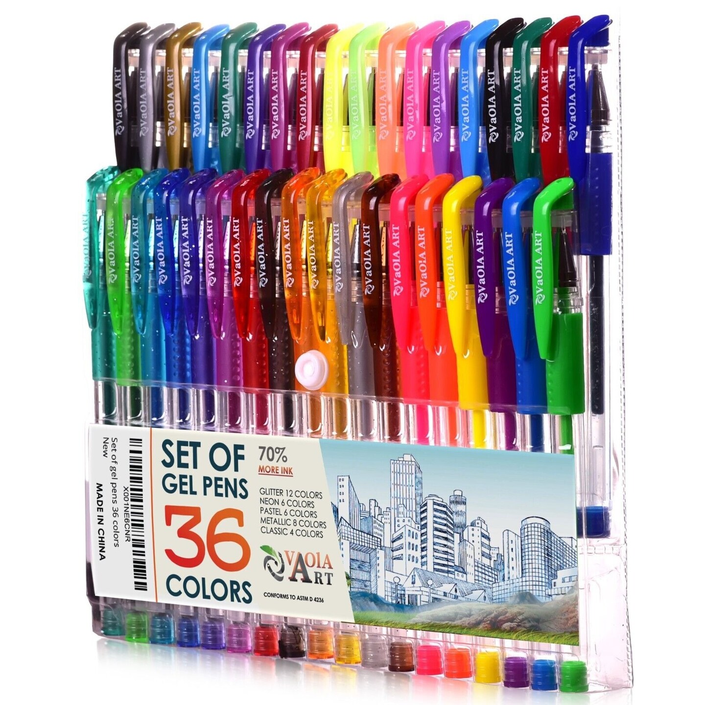 36 Multicolored Gel Pens for Adult Coloring