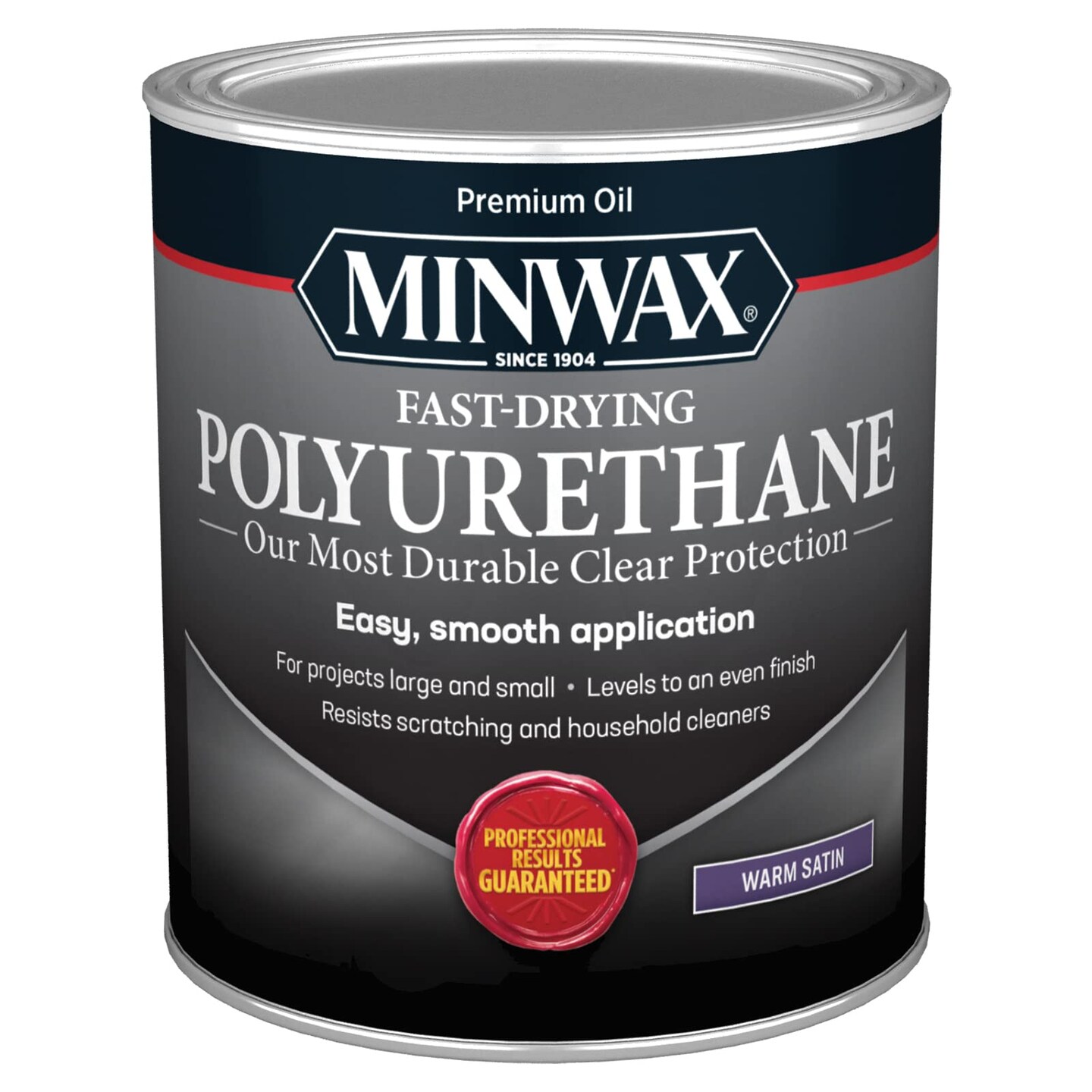 Minwax Fast Drying Polyurethane Protective Wood Finish, Warm Satin, 1 Quart