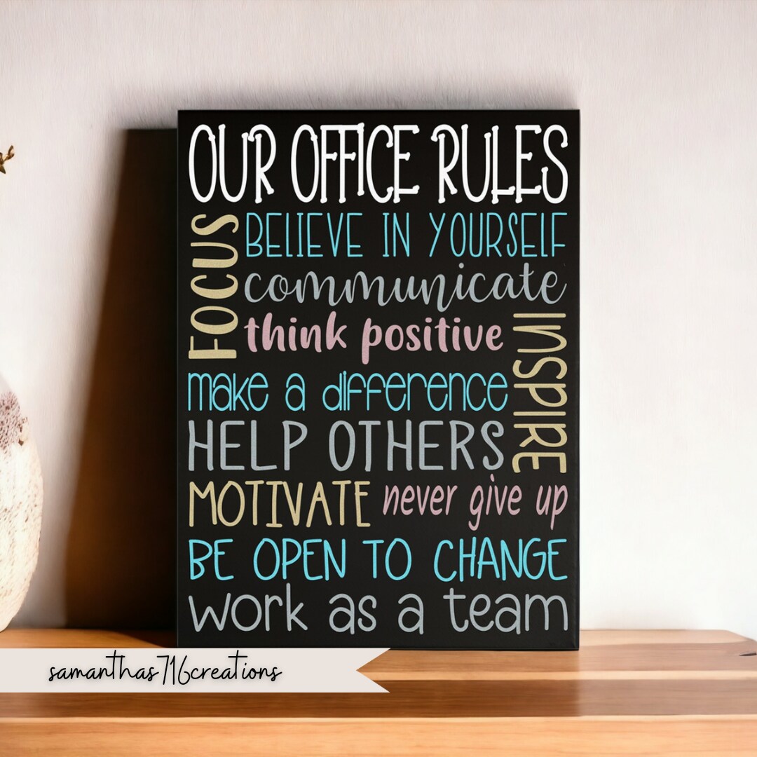 Office Rules Sign, Office Decor For Wall, HR Office, Human Resources Gift, Gift For Office Staff, Team Appreciation, Leadership Quotes
