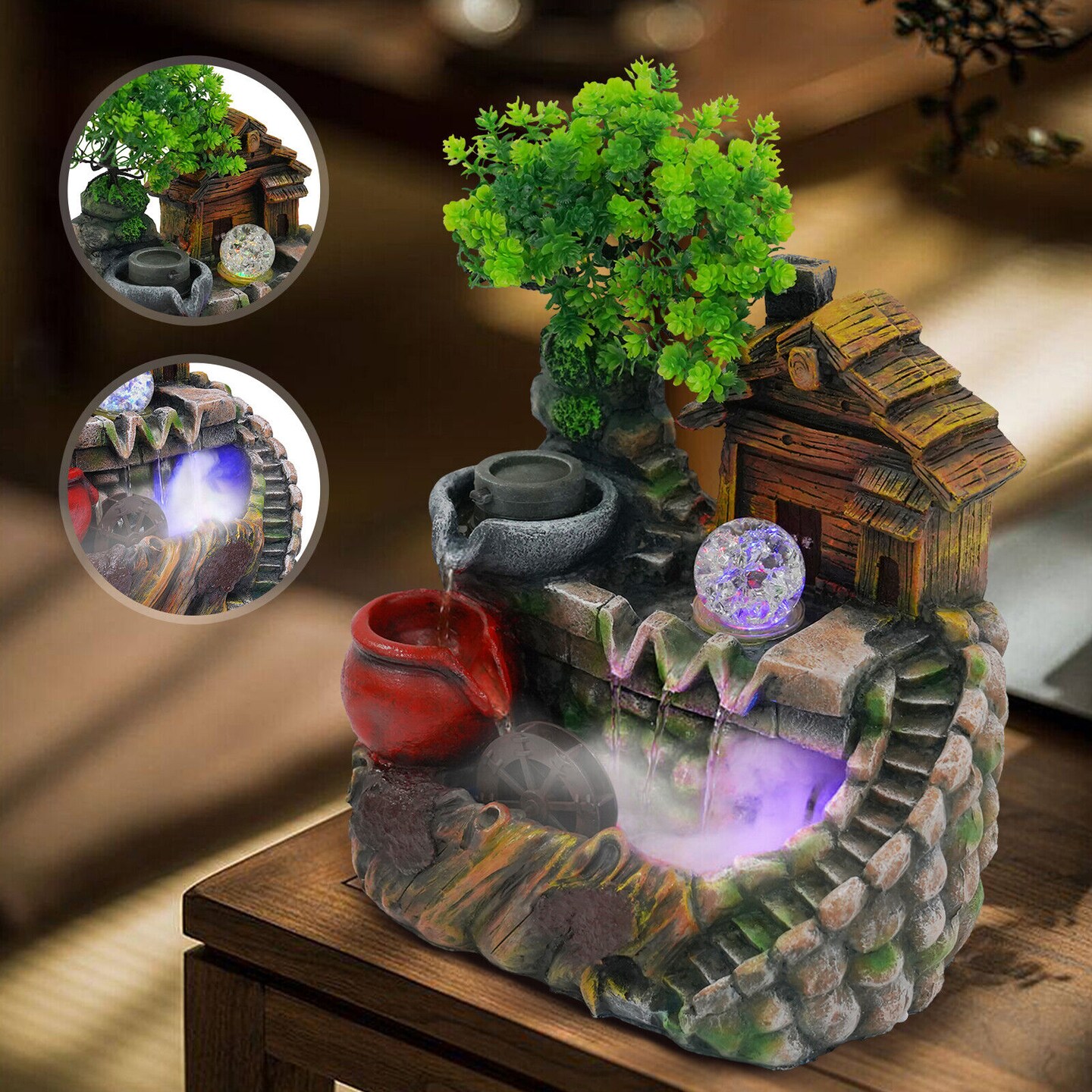 Creative Water Fountain Indoor with LED Light