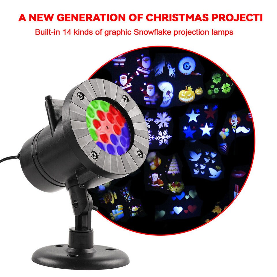 16 Pattern Outdoor Christmas Projector Laser Light Snow Landscape.