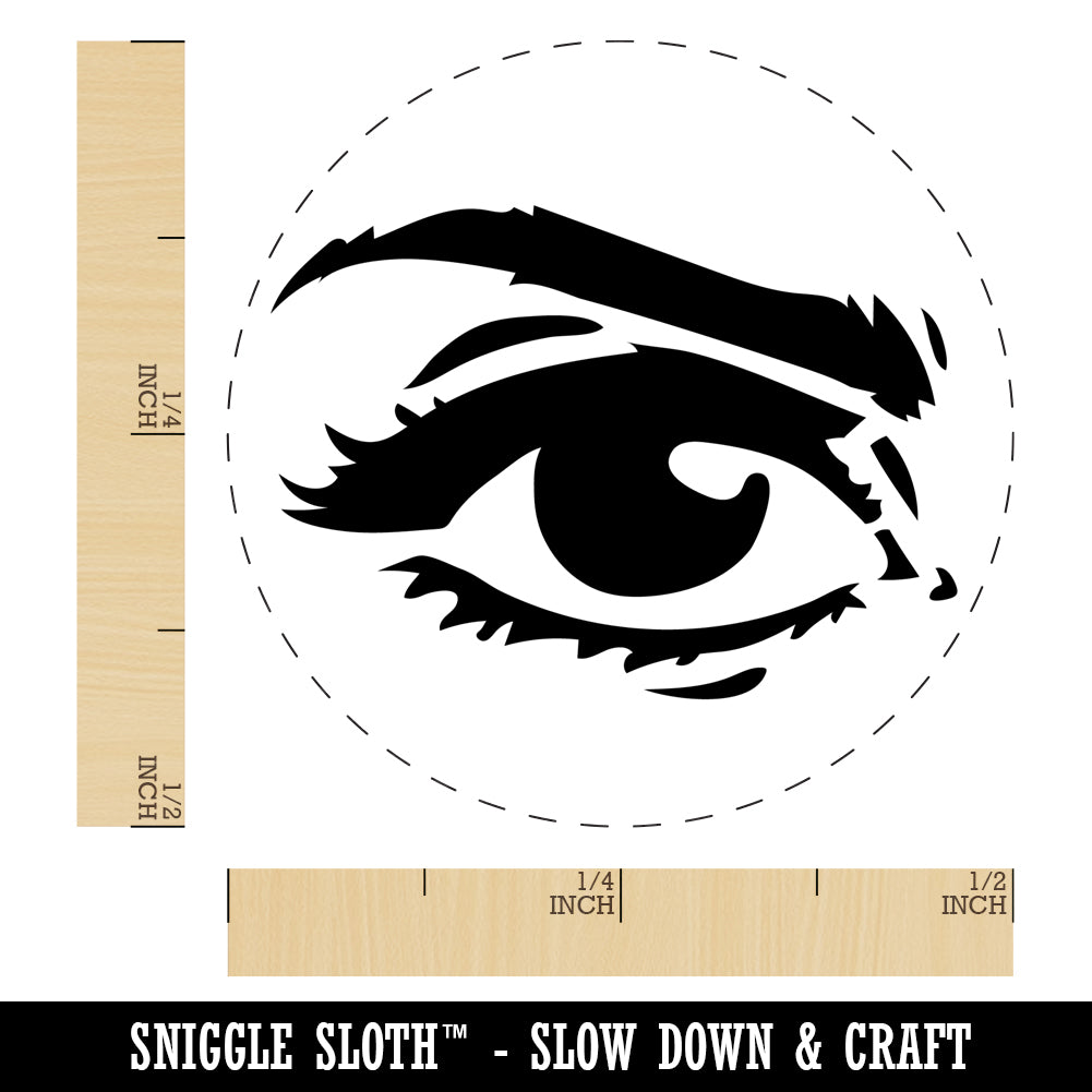 Woman&#x27;s Left Eye with Eyebrow Mascara and Eye Shadow Self-Inking Rubber Stamp Ink Stamper for Stamping Crafting Planners