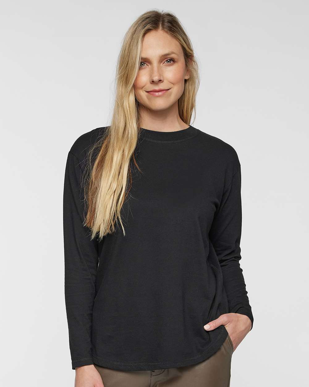 Lat Ladies' Long Sleeve T-Shirt – White, Medium – Super Soft Feminine Fit