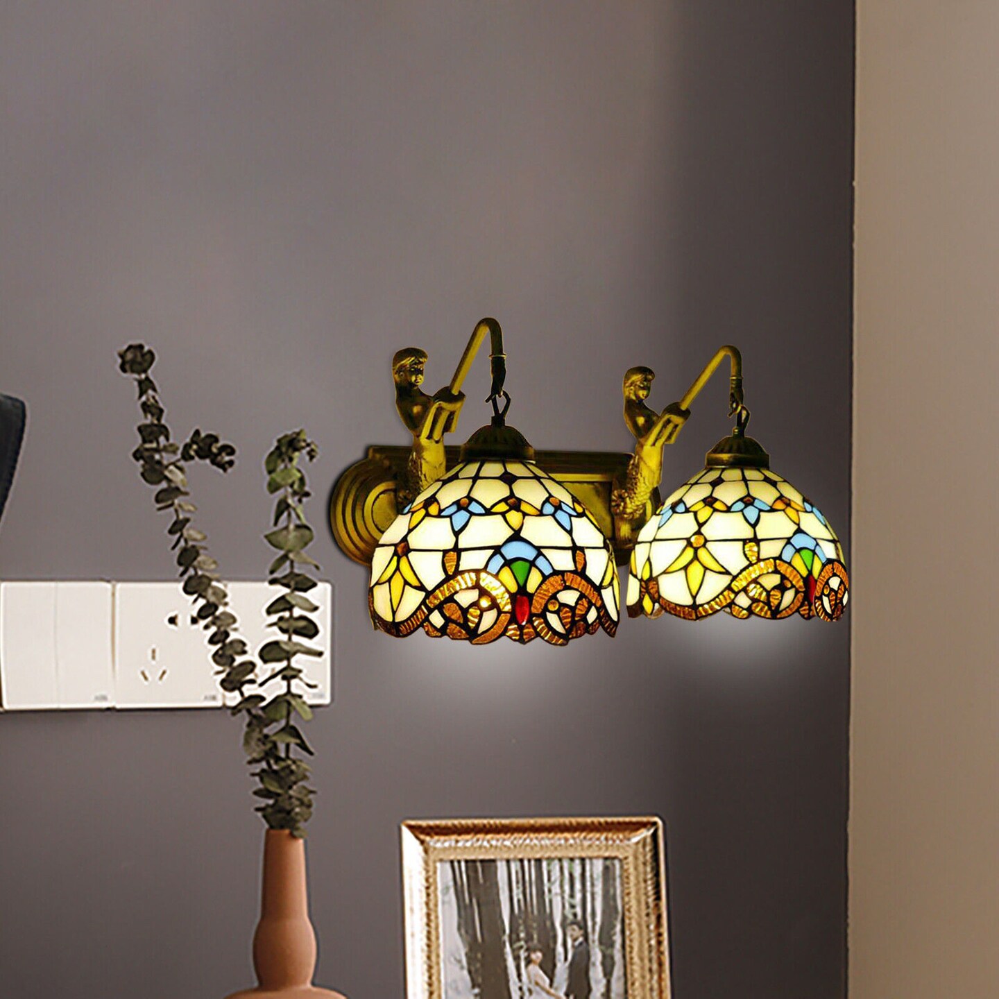 Kitcheniva Bedside Lamp Wall Light Sconce Victorian Bronze Style Living Room Bedroom