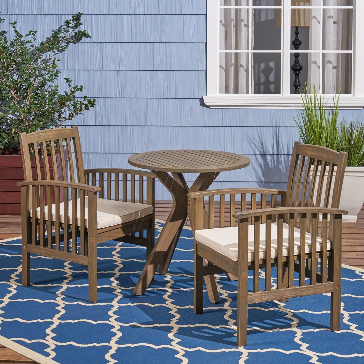 GDF Studio Phoenix Outdoor Acacia 2 Seater Bistro Set with