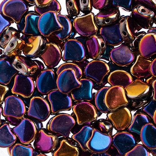 John Bead Czech Glass Metallic Ginko Beads, 50g