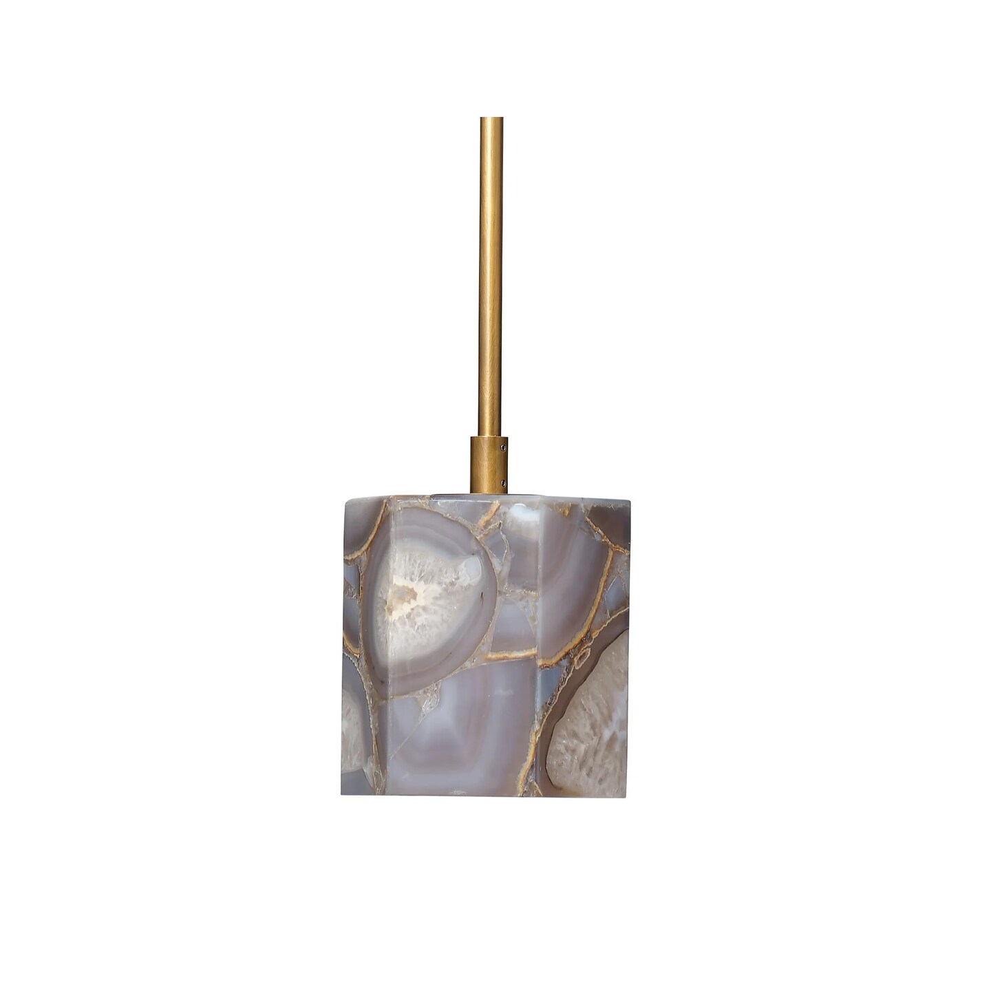 Jamie Young Company Antique Brass Hex Pendant - 6&#x22; - Gold and Purple