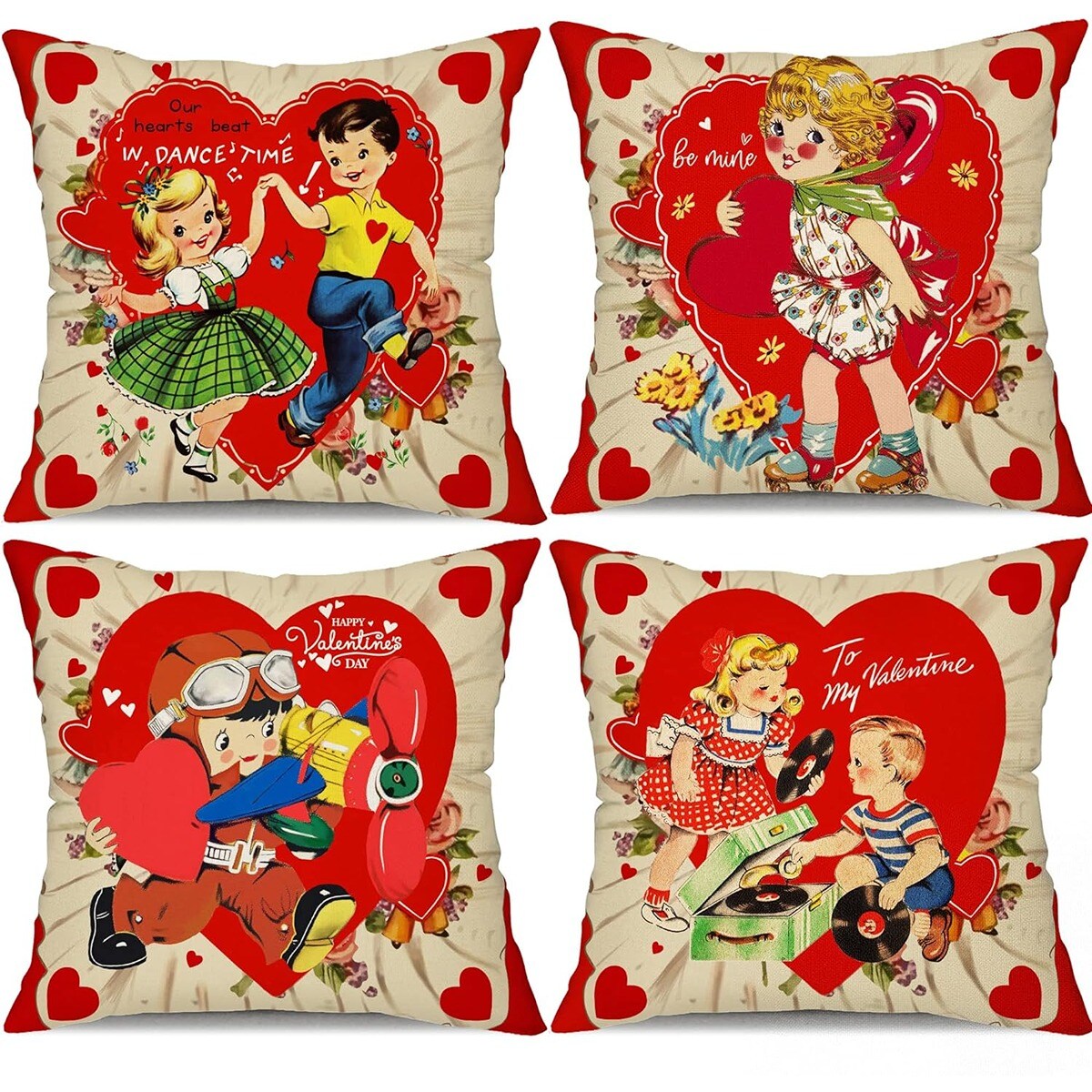 16 Inches Modern Valentine&#x27;s Day Pillow Covers Set of 4