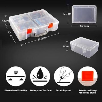 Art &#x26; Craft Organizer with Handle, Clear Storage Bins Container for Organizing Tool, Craft, Bead, Lego, Sewing