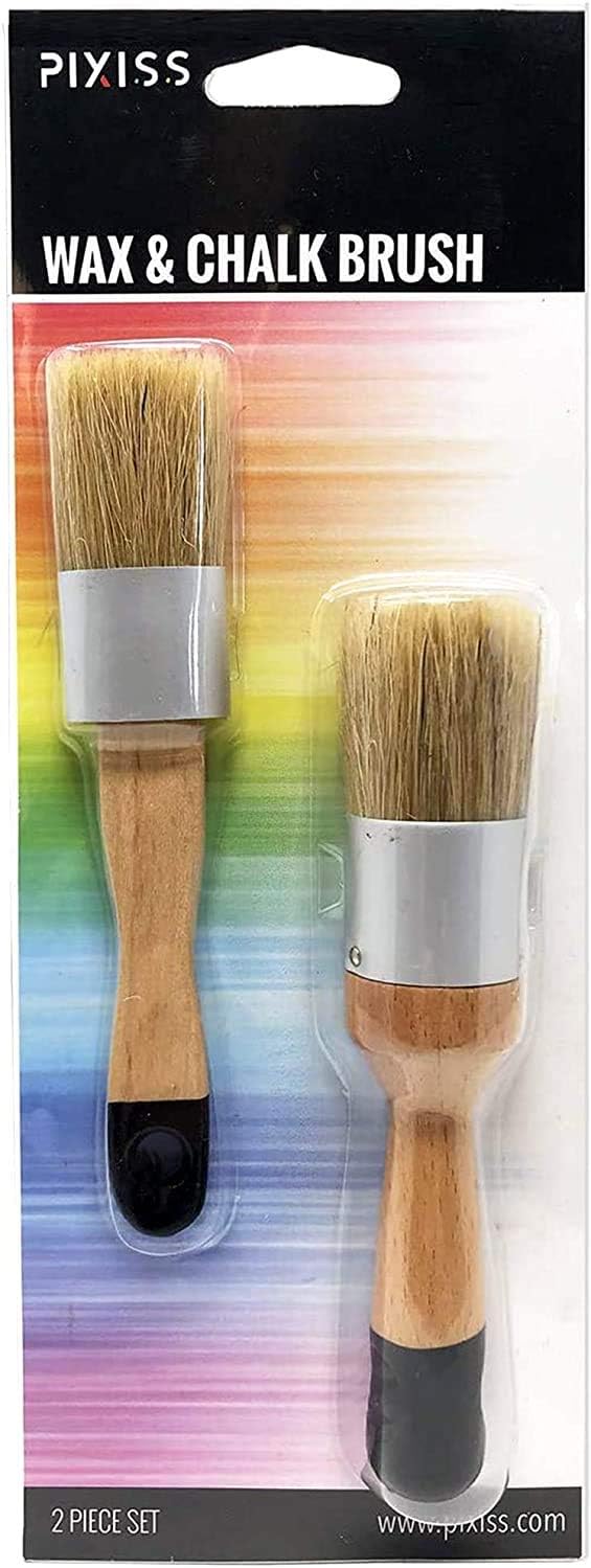 Chalk Furniture Paint Brushes for Furniture Painting, Milk Paint, Wax, Stencil Brushes, Home Furniture Paint - 2 Piece Round Chalked Paint Brushes Set
