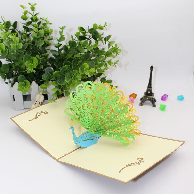 Kitcheniva 3D Peacock Pop Up Greeting Card Christmas Craft
