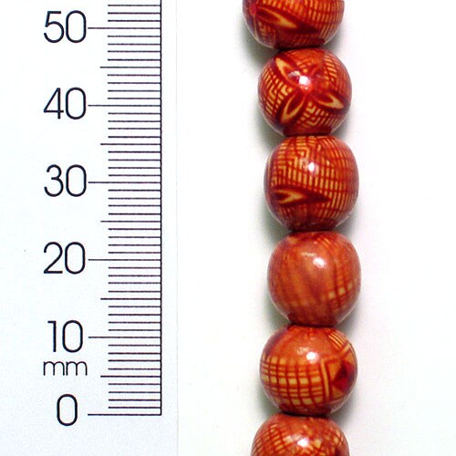 6 Packs of Round Fancy Wood Beads - Dark Brown - 12mm - 2 x 8&#x22; Strand