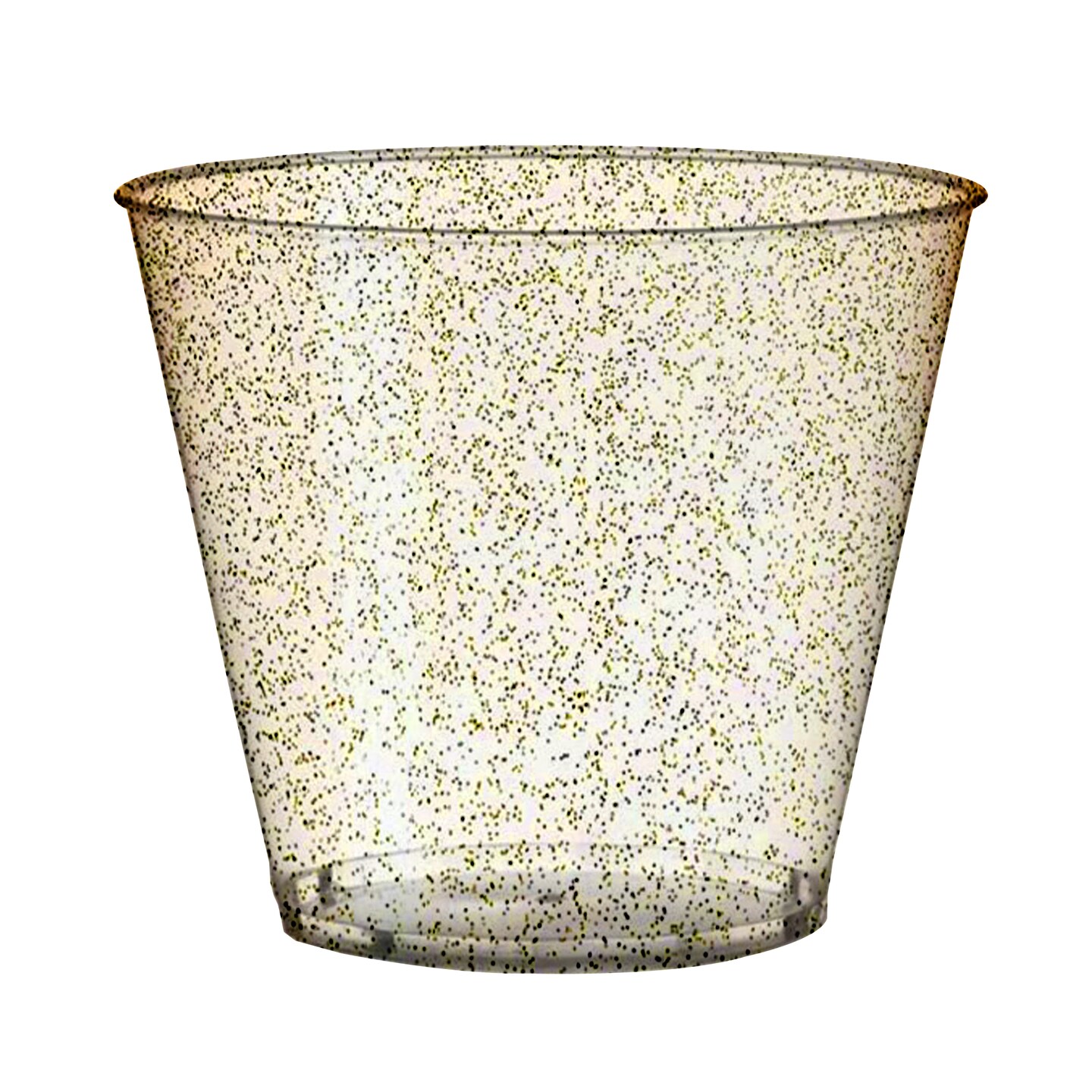 Clear with Gold Glitter Round Disposable Plastic Party Cups - 9 Ounce (240 Cups)