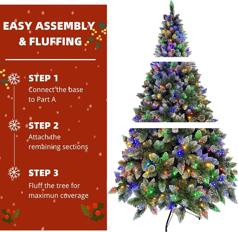Hinged Pine Christmas Tree with LED Lights