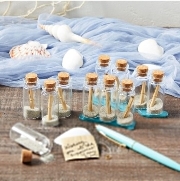 48-piece, 10-milliliter pack Make a Message in a Bottle Kit, Personalized Wedding Favors, Large Quantity Small Glass Cork Bottles with Mini Scrolls