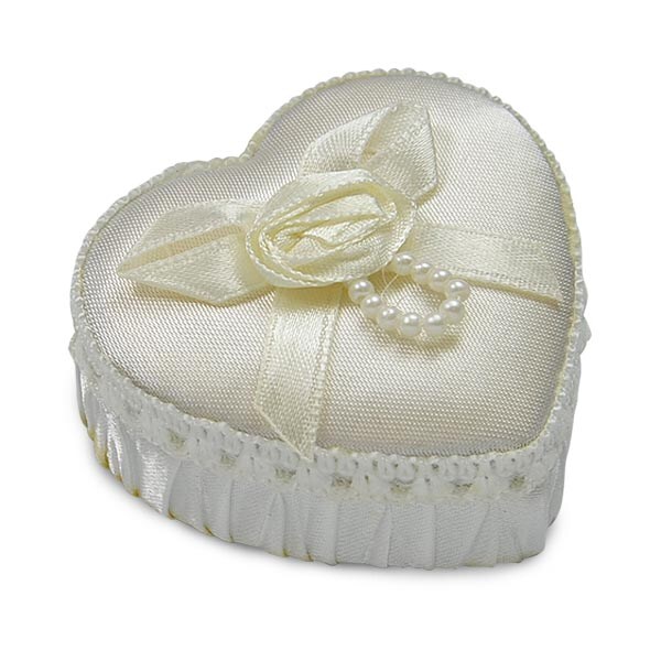 Value Pack of 12 Heart Box with Bow - White