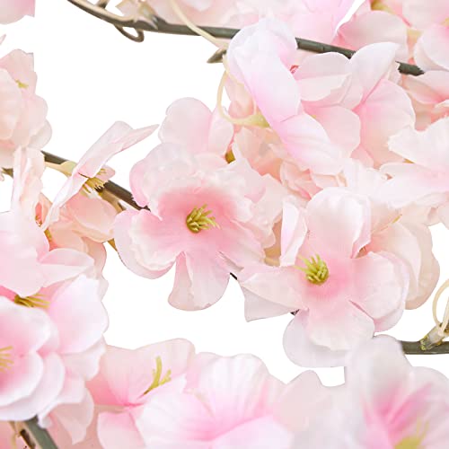 CEWOR Fake Cherry Blossom Flower Vines 2pcs Artificial Flowers Hanging Silk Flowers Garland for Wedding Party Pink Room Decor Japanese Kawaii Decor Outdoors