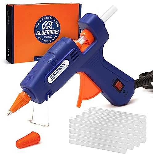 Gluerious Mini Hot Glue Gun with 30 Glue Sticks for Crafts School &  Christmas DIY Arts Home Quick Repairs, 20W, Blue