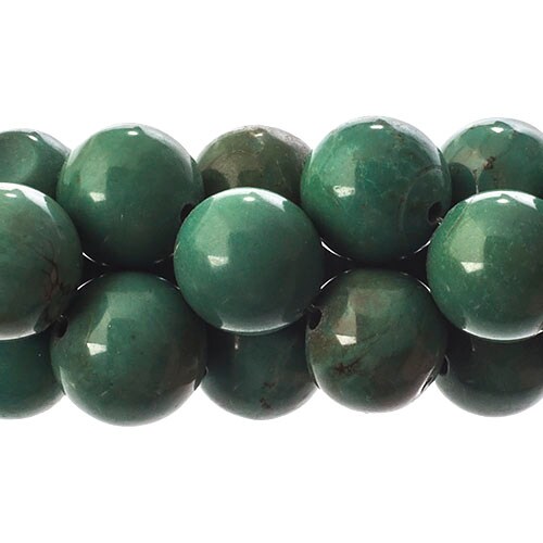 Earth&#x27;s Jewel 12mm Turquoise Green Dyed Stabilized Semi-Precious Strung Bead