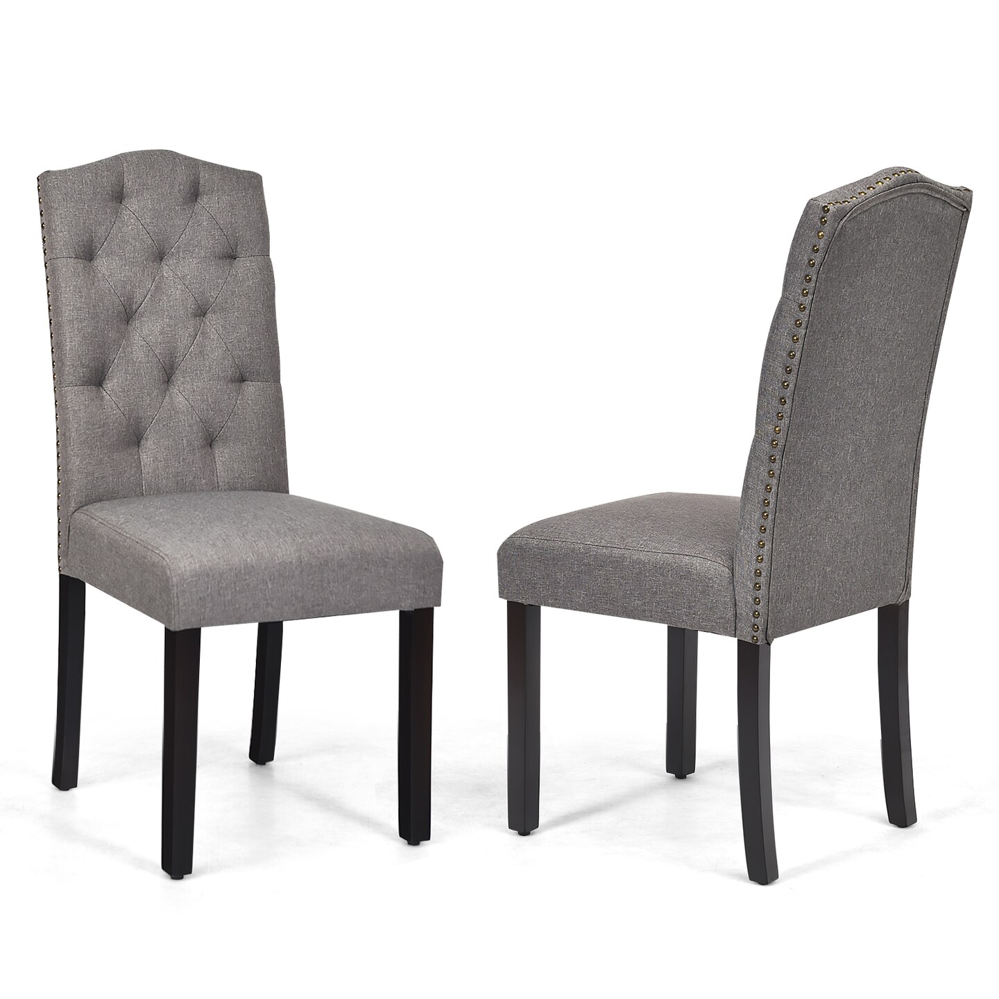 Set of 2 Tufted Upholstered Dining Chair with Curved Backrest