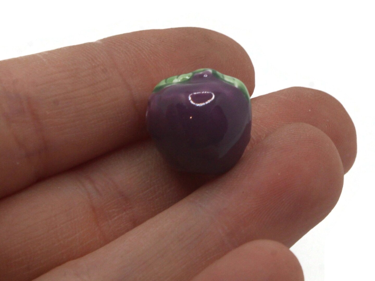 4 15mm Purple Porcelain Plum Fruit Beads